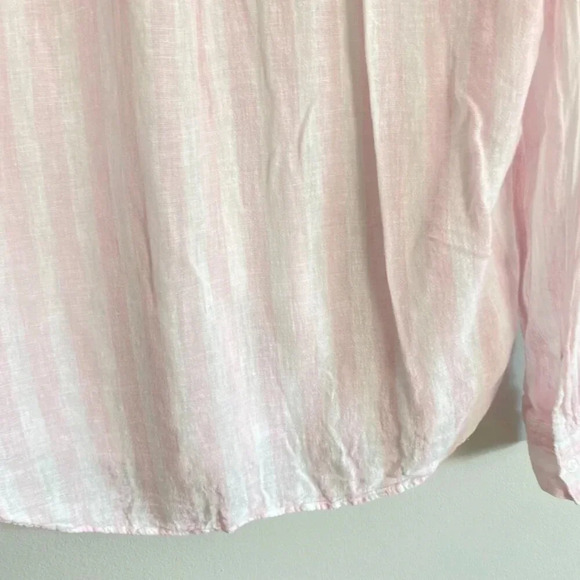 Rails Pink and White Striped Charli Linen Button Up Top - Picture 8 of 11